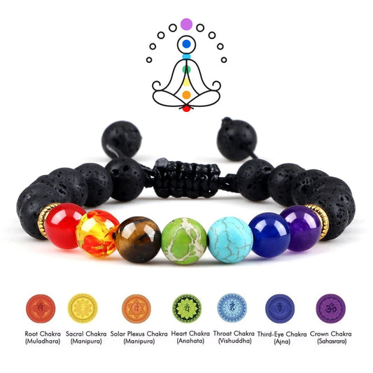 Pulsera de Roca de Lava de los 7 CHAKRAS